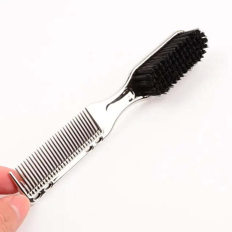Double-Sided Comb Brush Black Small Beard Styling Brush Professional Shave Beard Brush Barber Vintage Carving Cleaning Brush