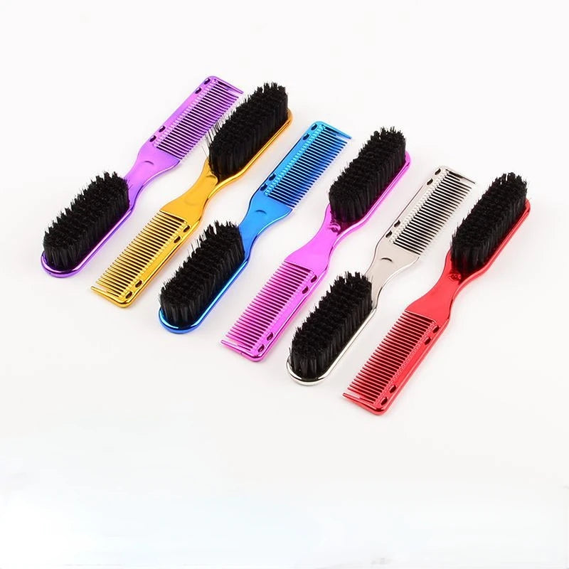 Double-Sided Comb Brush Black Small Beard Styling Brush Professional Shave Beard Brush Barber Vintage Carving Cleaning Brush