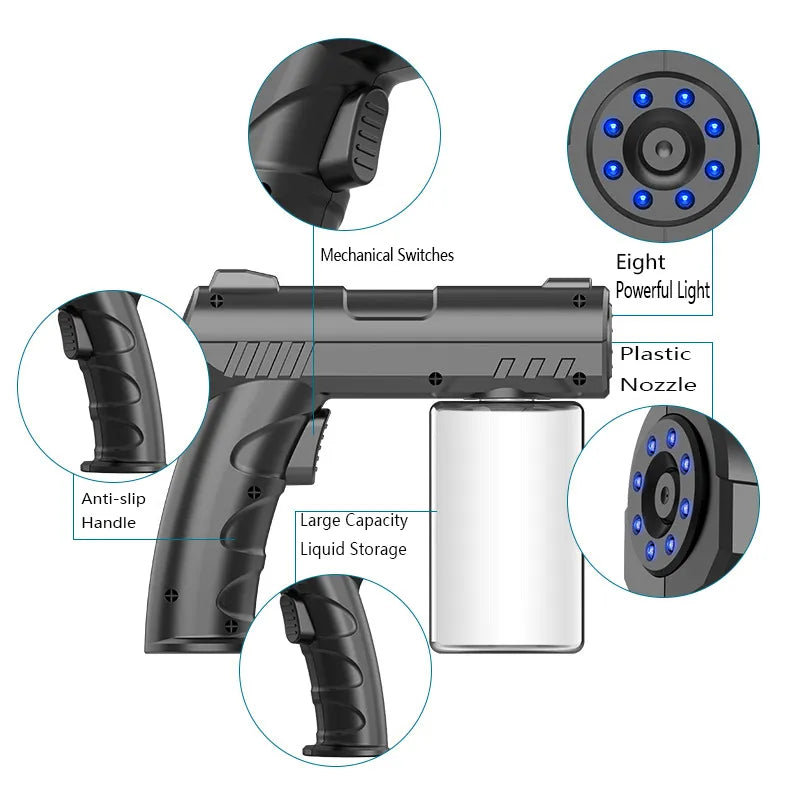 Newest 280Ml Wireless Electric Sanitizer Sprayer USB Nano Blue Light Steam Spray Disinfection Gun Garden Household Atomizer Tool