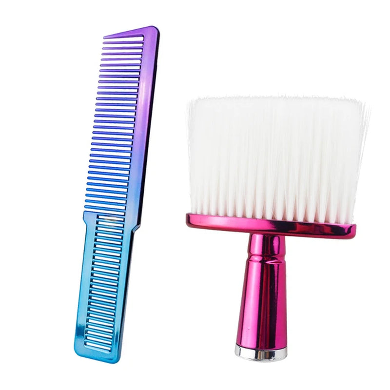 3PCS Barber Hairdressing Soft Hair Cleaning Brush Retro Neck Duster Broken Remove Salon Comb Set for Men